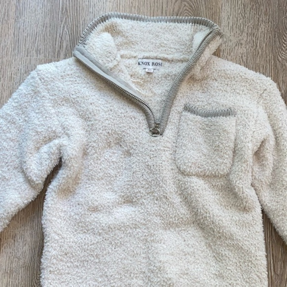 Knox Rose Cream Sherpa Quarter-Zip Pullover with Chest Pocket